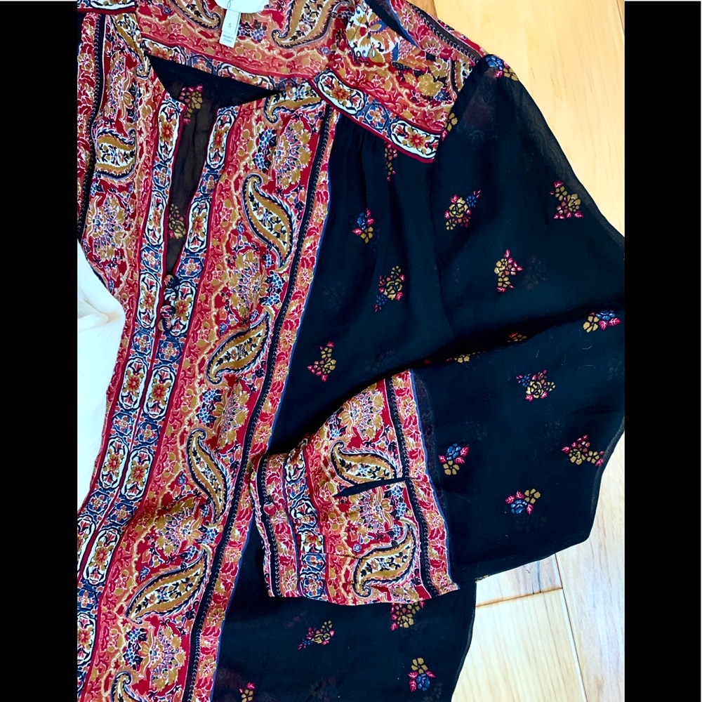 Joie Black and Red Paisley Blouse